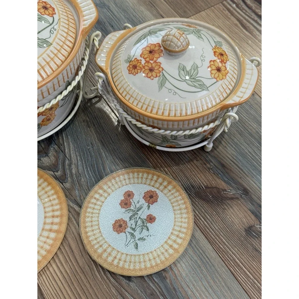 Temp-Tations Presentable Ovenware  by Tara bowls, Trivets, Covers  Old World Set